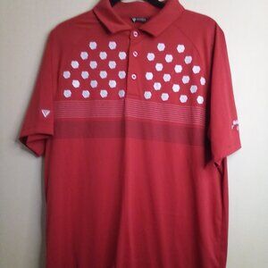Level Wear Polo Shirt Men L Short Sleeve Golf Roses Logo Red